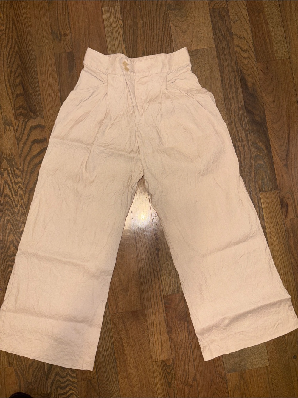 Cabi Cream Wide-Leg Linen Pants
